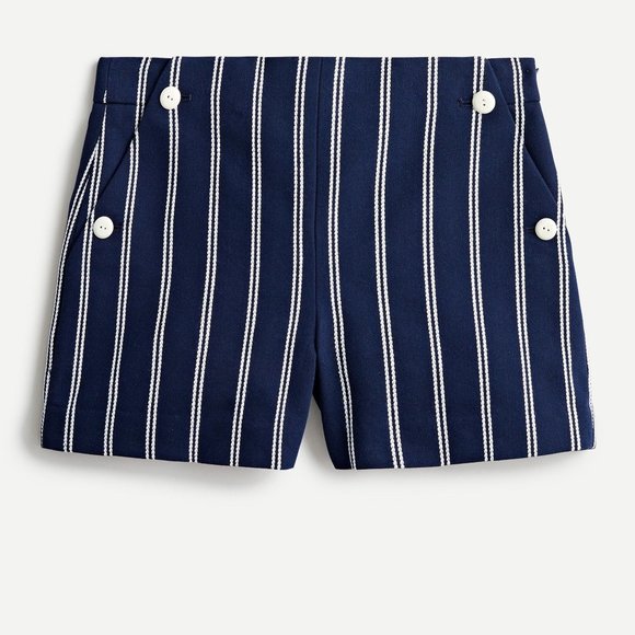 J. Crew Pants - NWT J. Crew Navy Blue White Striped High Rise Sailor Buttoned Shorts Women's 16